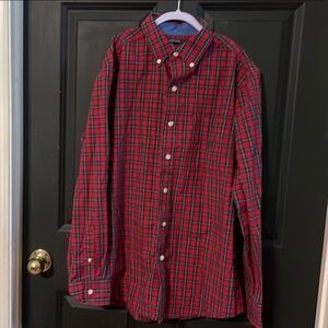 Plaid Button-Up Shirt - Red and Black